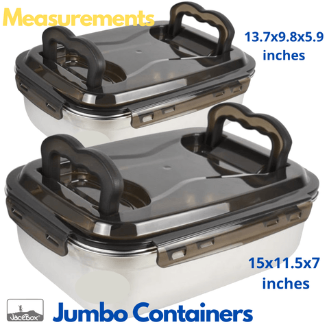 Image of Stainless Steel Food Containers BPA FREE Contenedores de Comida de Acero Inoxidavel Leakproof food preservation airtight good for baked goods Bread Sourdough and fermentation Kimchi Marinating meats set with 2 jumbo sizes 7.5 liters 263 oz 32 cups (13x10x6 inches) and 12 L 405oz 50 cups (15x11x7 inches)lid with 2 handles easy to carry easy to clean by JaceBox