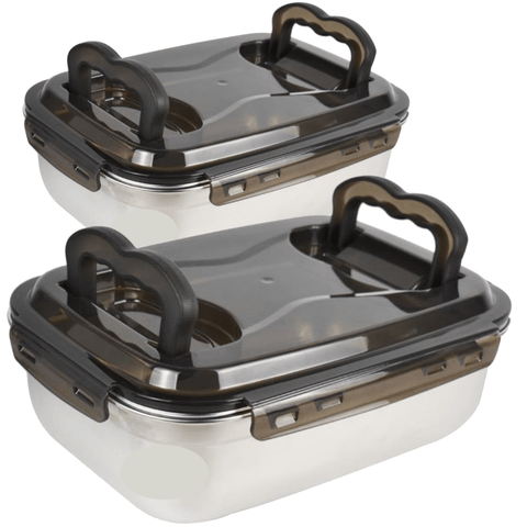 Image of Stainless Steel containers Contenedores de Comida de Acero Inoxidavel Leakproof food preservation airtight good for baked goods Bread Sourdough and fermentation Kimchi Marinating meats jumbo sizes