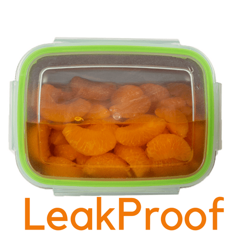 Image of JaceBox Containers on the side showing Clementines in Juice  demonstrating leak proof quality and spill proof  water tight great as freezer containers barbecues and as cooler containers also keeping foods fresh and tasty