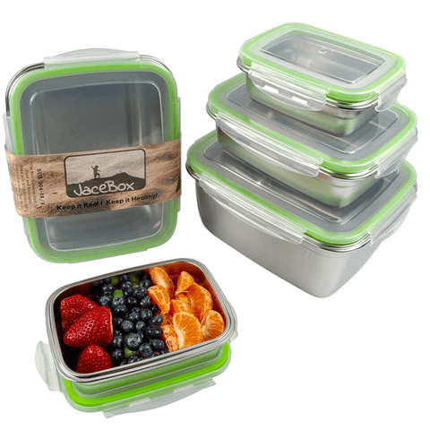 Image of Metal Tupperware Containers Set of 5 Superset  sizes xxlarge xlarge large medium small perfect for food storage to go containers lunch box school lunches and leftovers 