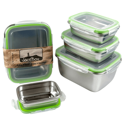 Image of JaceBox Superset of 5 sizes has more than 26 cups of capacity to help a whole family to store and preserve healthy food fruits and veggies xxlarge containers are perfect for fermentation the airtight lids are leakproof 