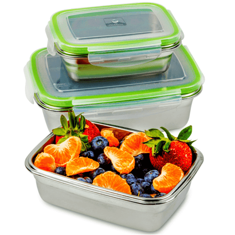 Image of " Heavy duty stainless steel with tight fitting lids. The box sizes are convenient for taking lunch and snacks to work. I had salad dressing in one and it didn’t leak at all. Love these !"J. C. ----JaceBox Stainless Steel Lunchbox set