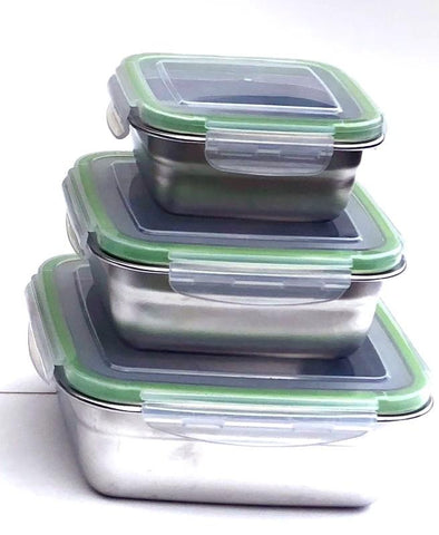 Image of Stainless Steel Bento Box Leak proof 3 sizes for salads sandwiches healthy food