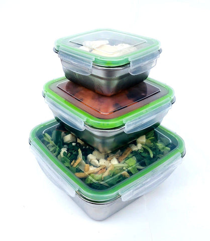Image of Airtight Food Containers by Jacebox Square set of 3 sizes