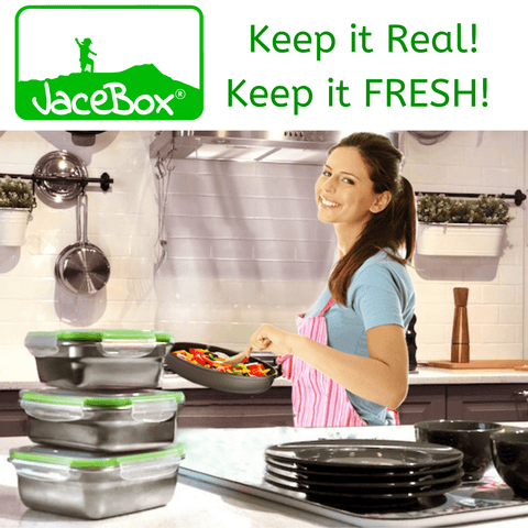 Image of " Heavy duty stainless steel with tight fitting lids. The box sizes are convenient for taking lunch and snacks to work. I had salad dressing in one and it didn’t leak at all. Love these !"J. C. ----JaceBox Stainless Steel Lunchbox set