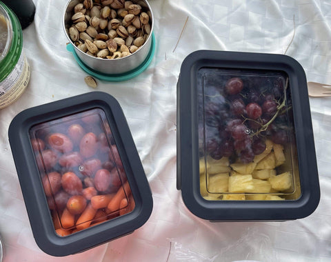 Image of JaceBox Containers to preserve fruits and vegetables to save and conserve food airtight and leakproof lid lock flavor in premium food preservation great for summer barbecues marinating picnics rvs camping unbreakable and snap lock lids