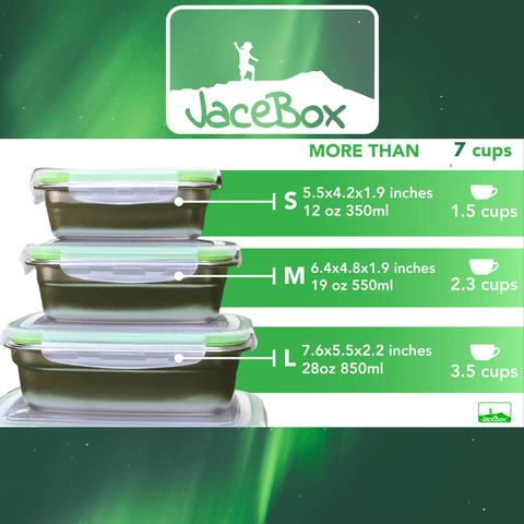 Image of " Heavy duty stainless steel with tight fitting lids. The box sizes are convenient for taking lunch and snacks to work. I had salad dressing in one and it didn’t leak at all. Love these !"J. C. ----JaceBox Stainless Steel Lunchbox set