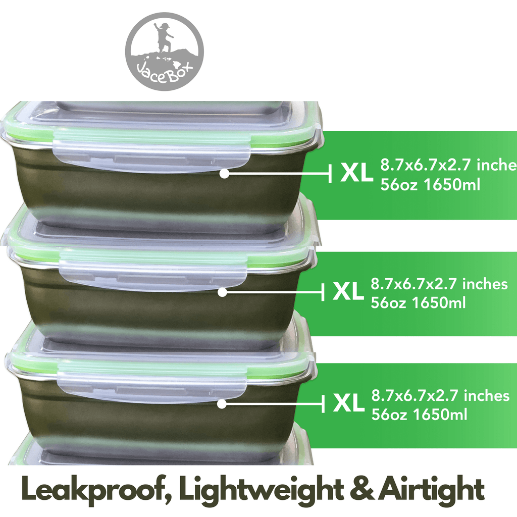 JaceBox Xlarge 3 Food Containers Set All Same Size 1800ml/ 90oz Perfect for Salads Sandwiches Pot Luck Family picnic traveling camping taking food to work take out lunch boxes Leakproof Airtight