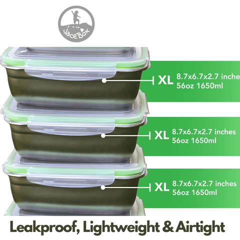 Image of JaceBox Xlarge 3 Food Containers Set All Same Size 1800ml/ 90oz Perfect for Salads Sandwiches Pot Luck Family picnic traveling camping taking food to work take out lunch boxes Leakproof Airtight