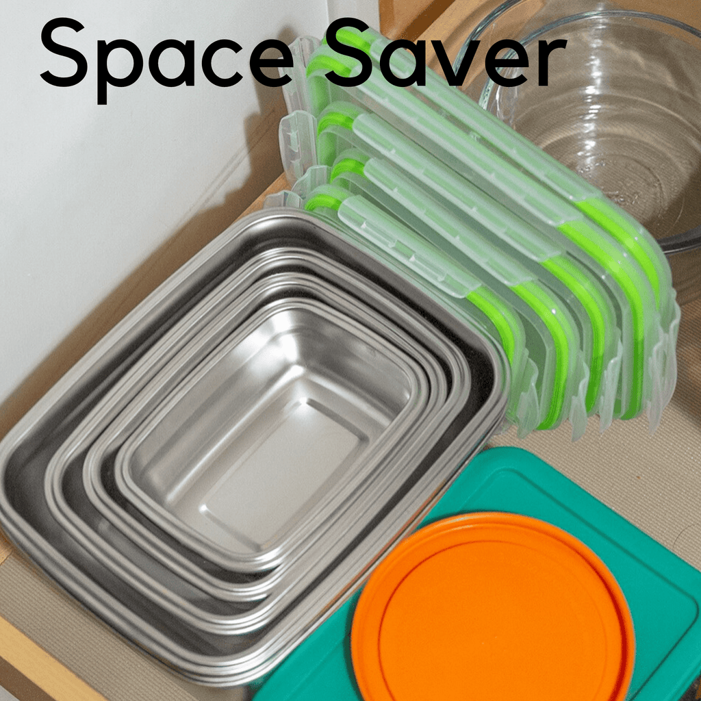 Jacebox Stainless Steel Tupperware set nest really nice inside each other saving space on your cupboard and kitchen . Stainless Steel 18/8 best know as 314 is the best stainless steel for food and beverages