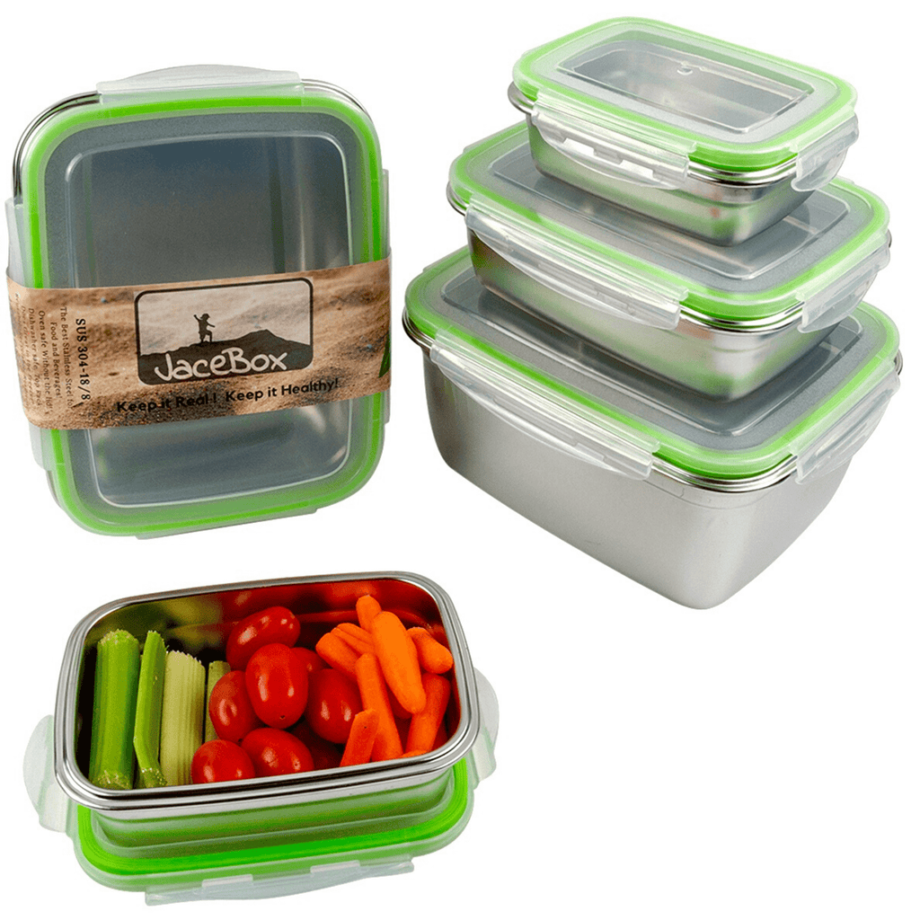 JaceBox Stainless Steel Freezer containers eco Friendly Reduce Reuse Recycle  Best Stainless Steel Bento Box To Go Containers Take Out food Kimchi Fermentation and baking goods