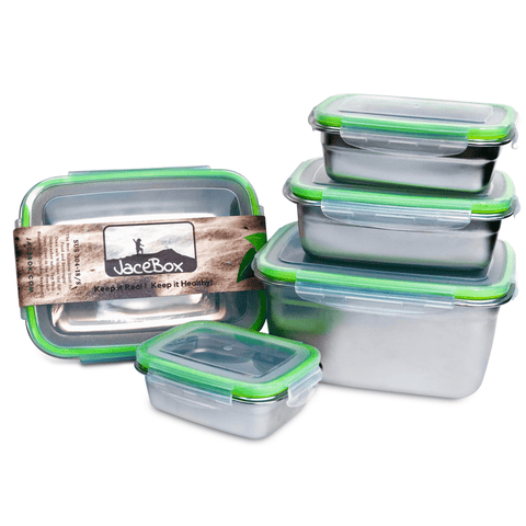 Image of Metal Tupperware Containers Set of 5 Superset  sizes xxlarge xlarge large medium small perfect for food storage to go containers lunch box school lunches and leftovers 