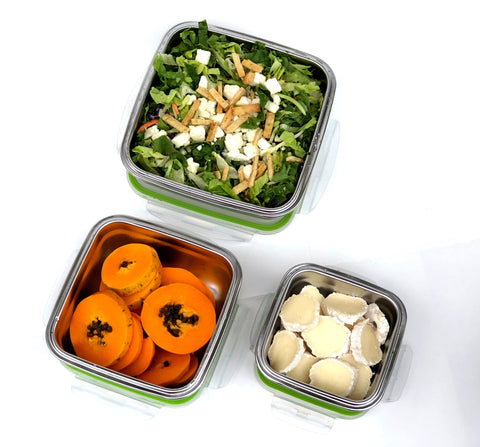 Image of Keep Food Fresh and Toxins FREE Stainless Steel Containers light and easy Leakproof See Thru Lid 