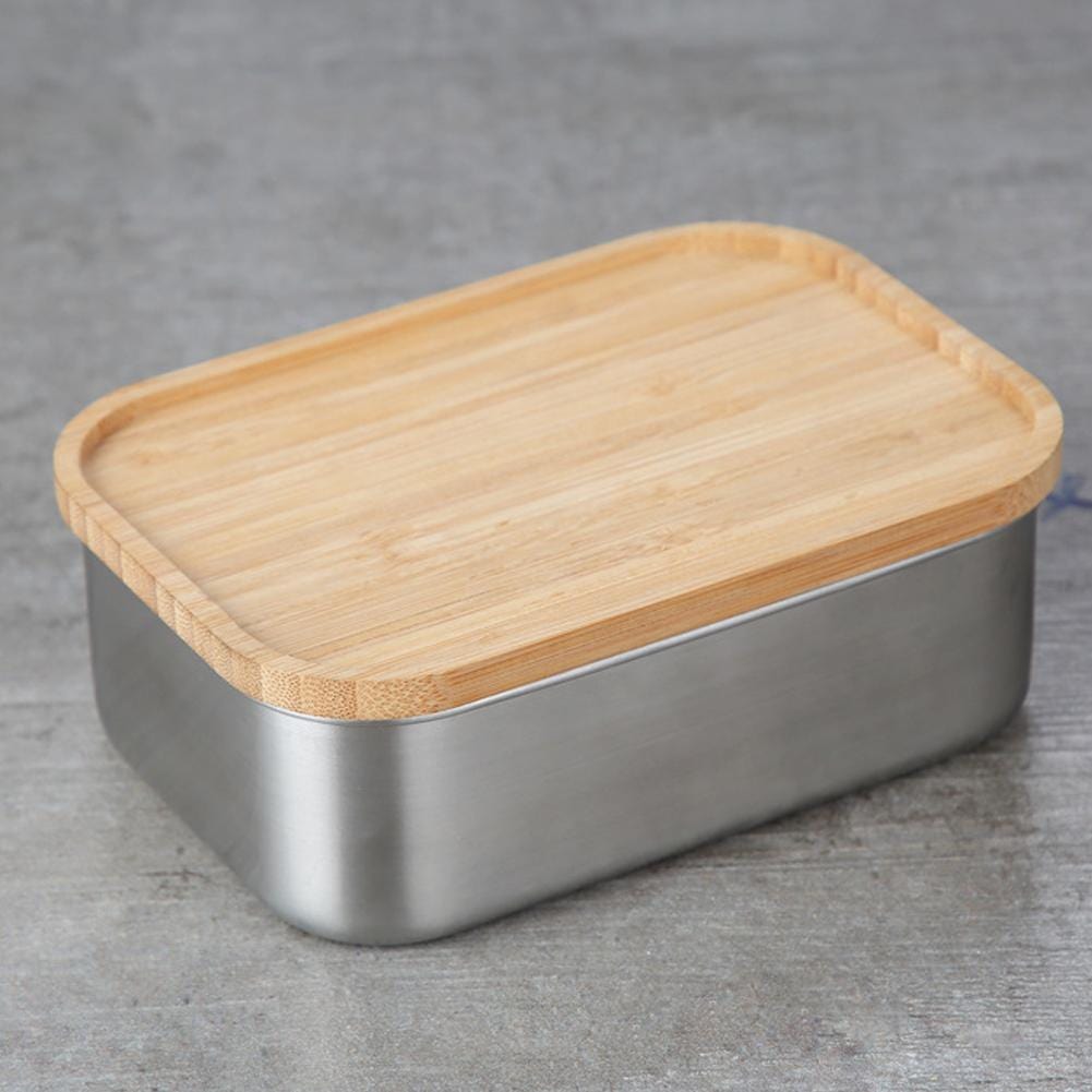 Stainless Steel Lunch Box with Bamboo Lid Bento Sushi Snacks Container 27oz / 800ml